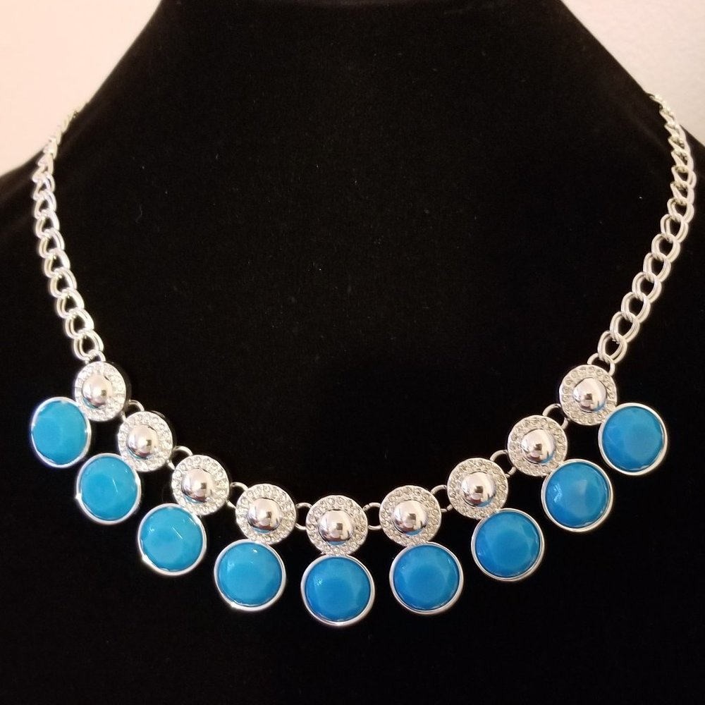 Charter Club Silver Necklace with Blue Stones